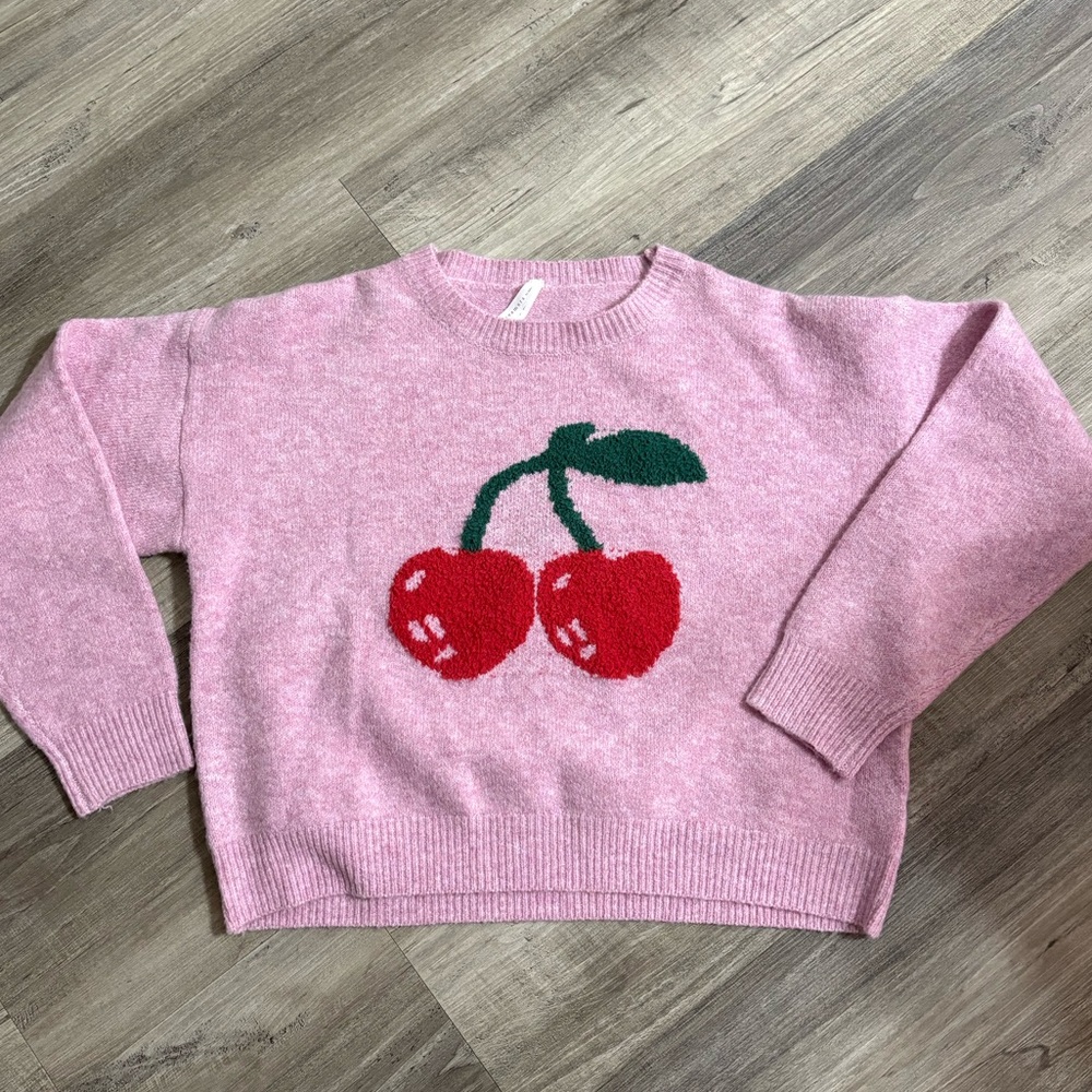 cherry knit pullover sweater